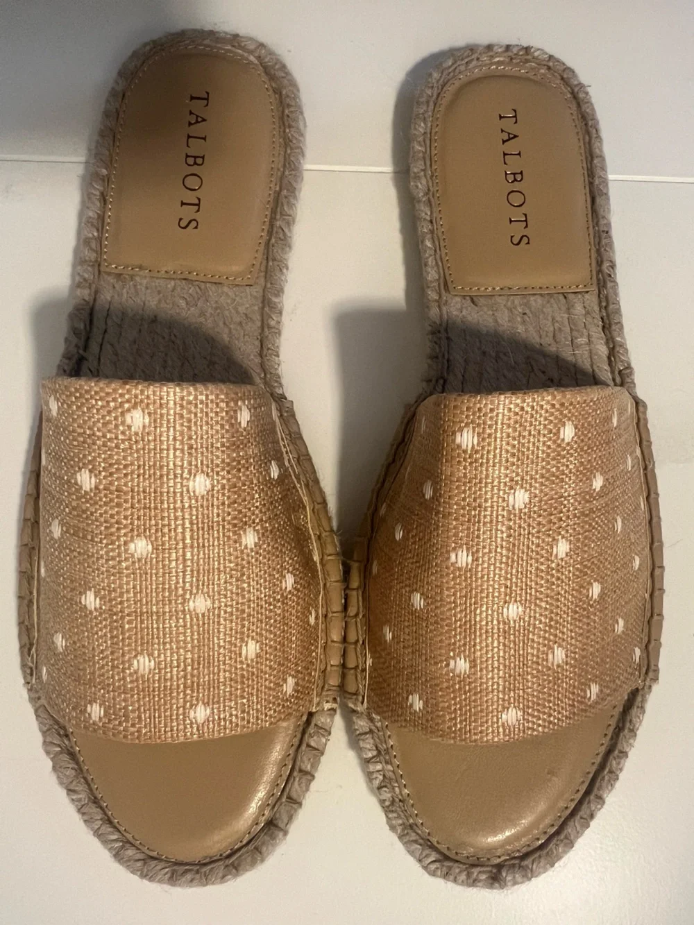 NWOB TALBOTS LLYSSA ESPADRILLE POLKA DOT SLIP ON SANDALS SZ 8
